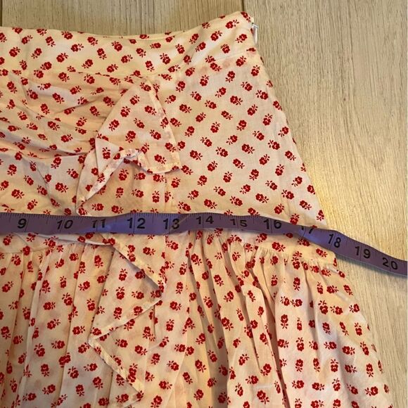 Claudie Pierlot mini ruffled cotton skirt white with red flowers - Picture 14 of 15